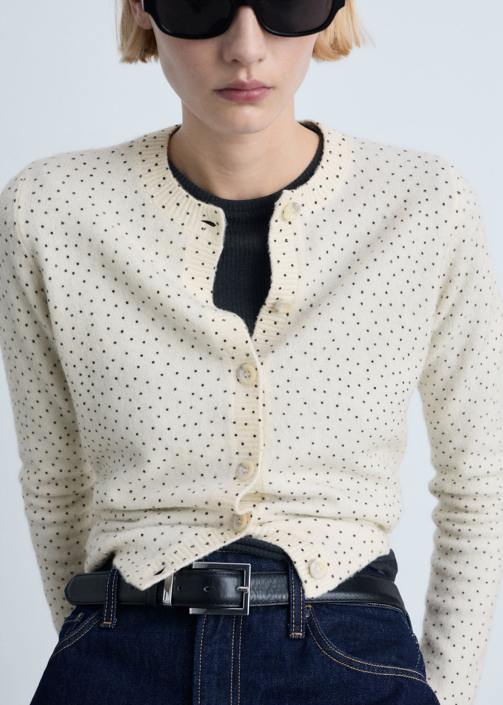 Cardigan en tricot à pois